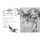 Illustration of a dragon with text on a white background