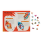 Puzzle with colorful pieces and an instruction sheet titled 'The Journey' on a white background