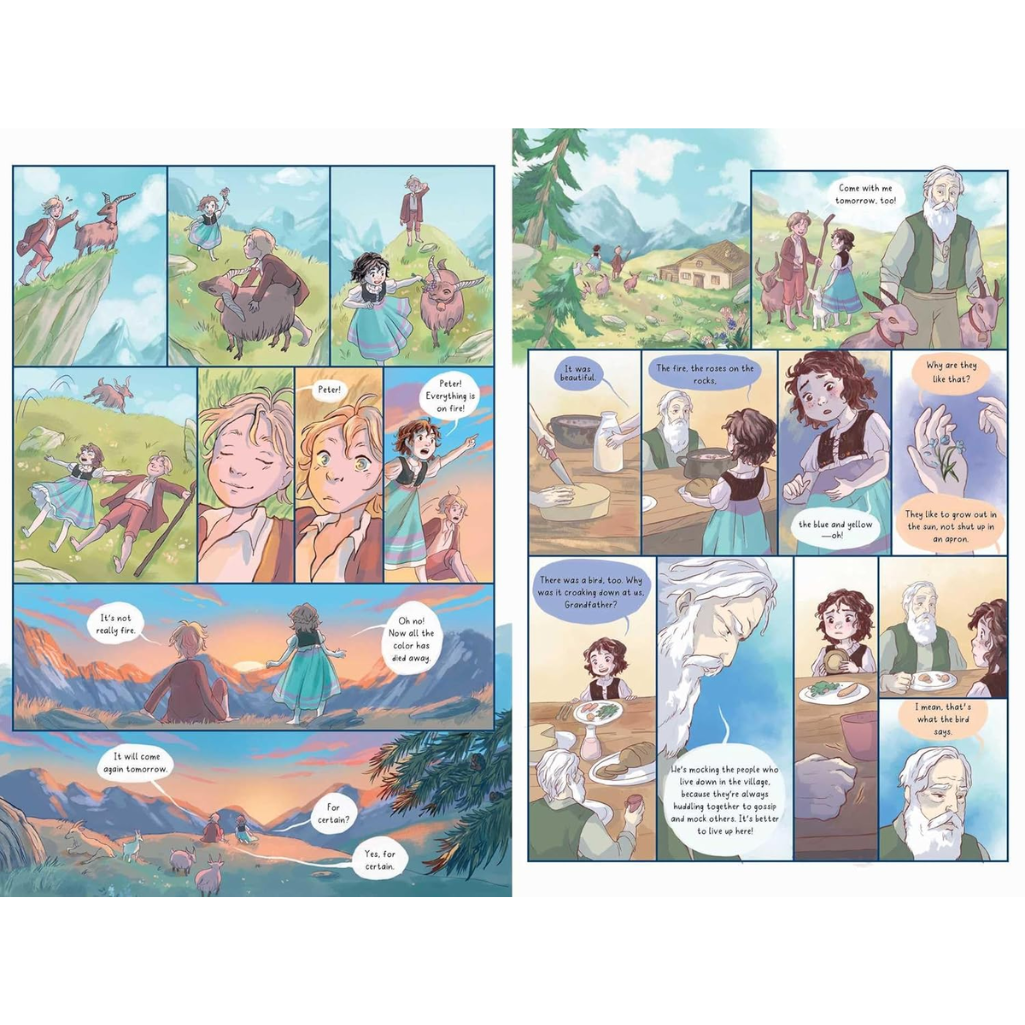 Comic strip with various panels depicting characters in different settings