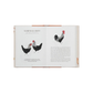 Book page with illustrations of Norfolk Grey chickens and text on a white background