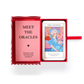Card deck with 'Meet the Oracles' branding and a tarot card featuring Marie Antoinette on a white background.