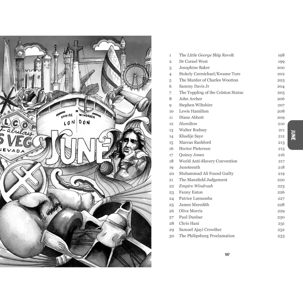 Illustration of a cityscape with text and graphics on a white background