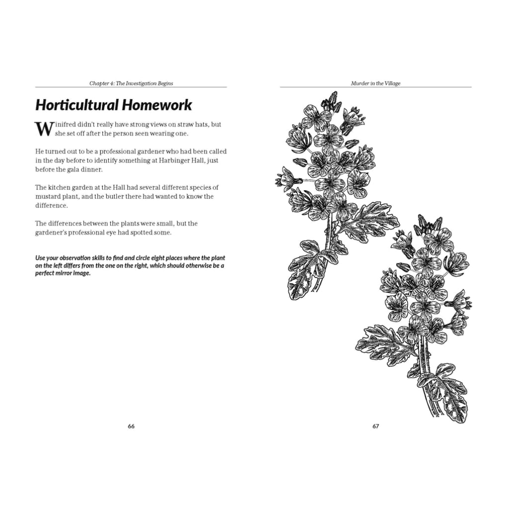 Book page with botanical illustration and text on a white background