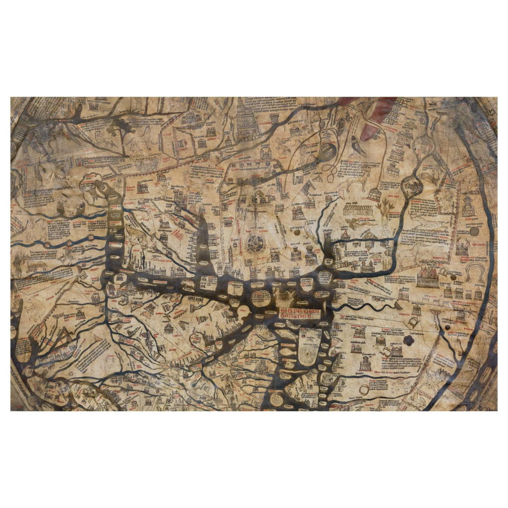 Vintage-style map of a city with detailed streets and landmarks on a white background