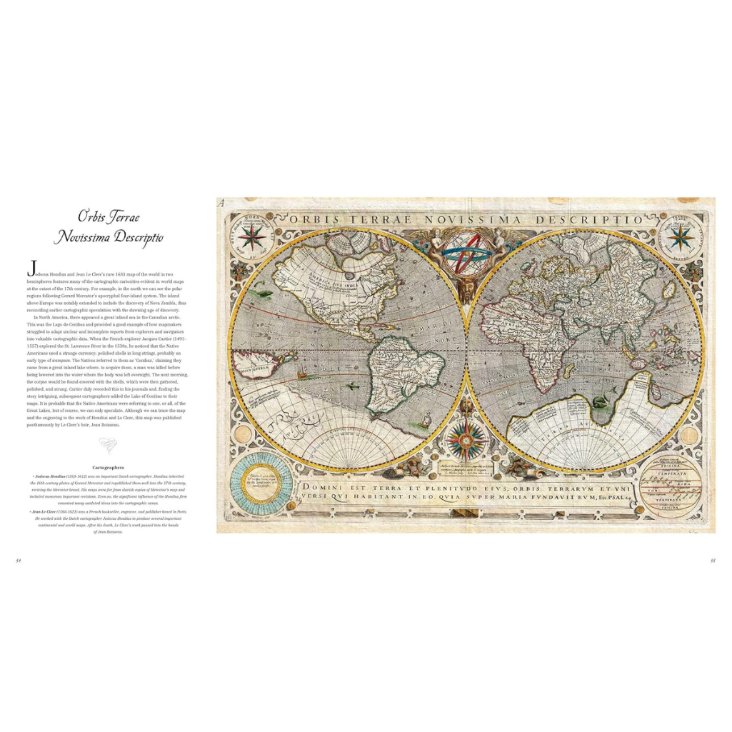 Vintage world map on a white background with text on the left side.