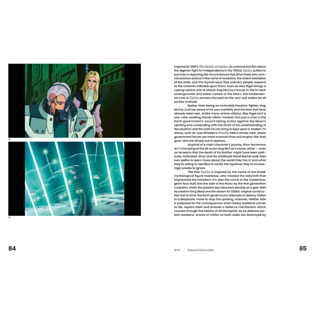 Page from a book or magazine with two panels of animated characters and text.