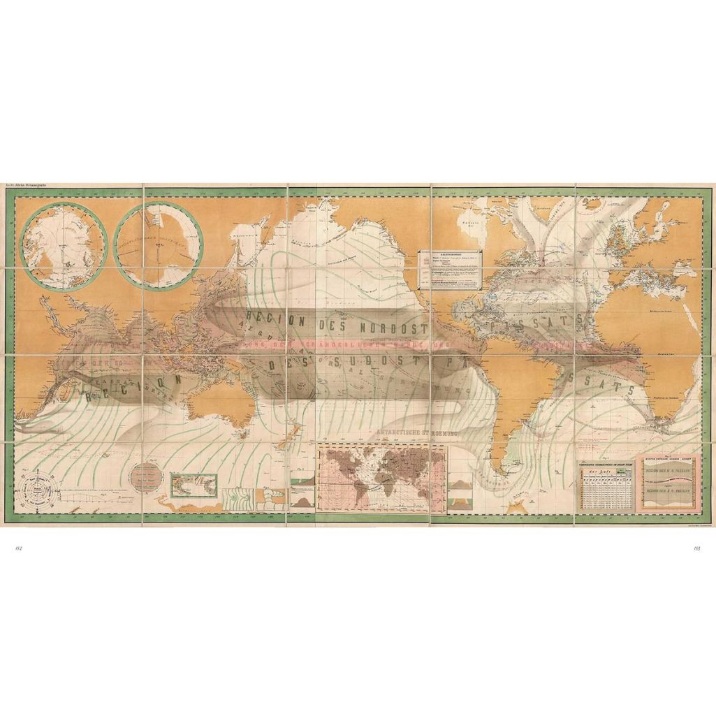 Vintage world map divided into sections on a white background