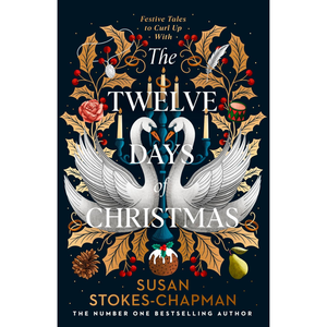 Book cover of 'The Twelve Days of Christmas' with festive design elements on a dark background.