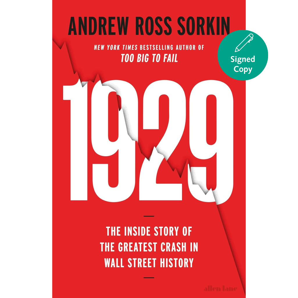 Book cover of '1929' by Andrew Ross Sorkin with a red background and white text.