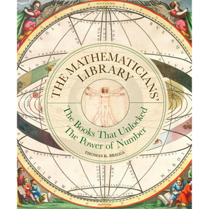 Book cover of 'The Mathematicians' Library' with astrological design and Vitruvian Man illustration.