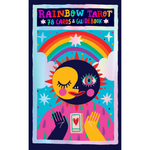 Cover of 'Rainbow Tarot' with a colorful design featuring a face, rainbow, and card.