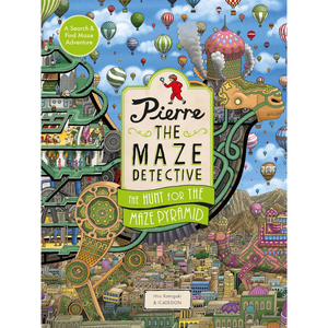 Book cover of 'Pierre the Maze Detective: The Hunt for the Maze Pyramid' with colorful maze design.