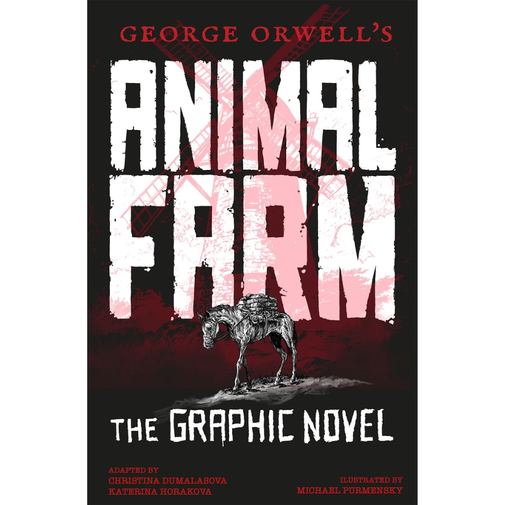 Book cover of 'Animal Farm: The Graphic Novel' by George Orwell with a stylized illustration of a horse.