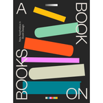 Book cover design with colorful books on a black background