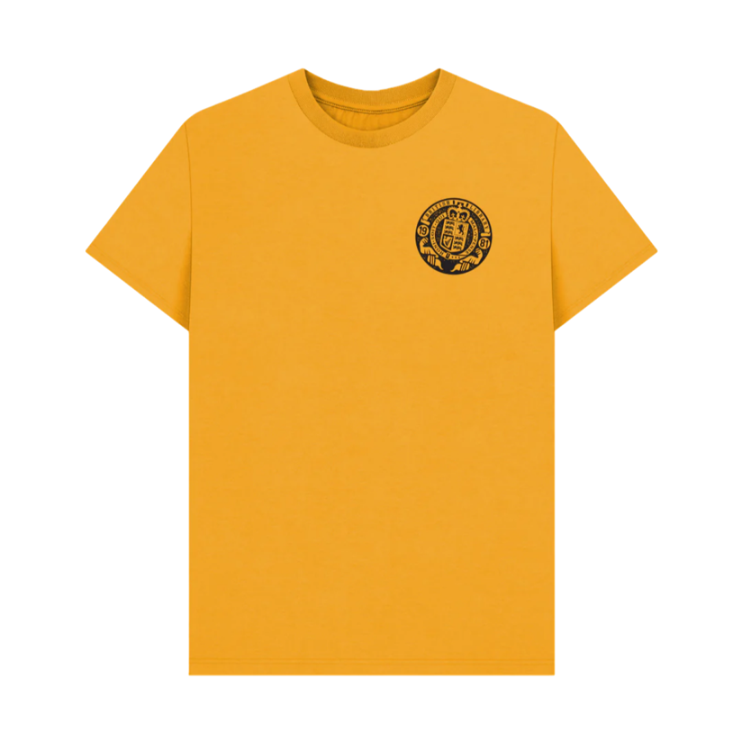 Black British Library Stamp on Mustard Printed T-shirt
