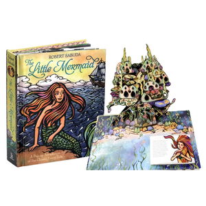 Pop-up book 'The Little Mermaid' by Robert Sabuda with a mermaid and sea creature illustration.