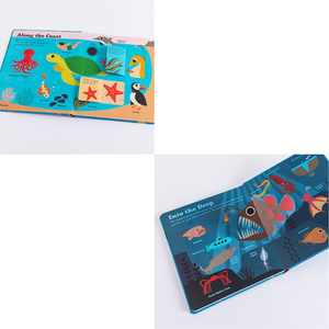 Children's educational books with illustrations of animals and nature on a white background