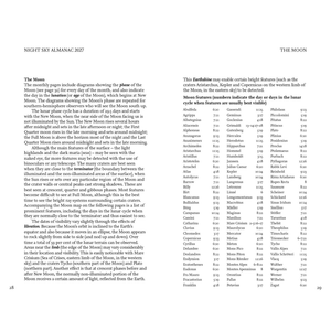 A two-page spread from a Noughty Sky Almanac 2027 booklet, displaying celestial charts for the Moon and The Moon. The pages feature black text on a white background with a thin black border.