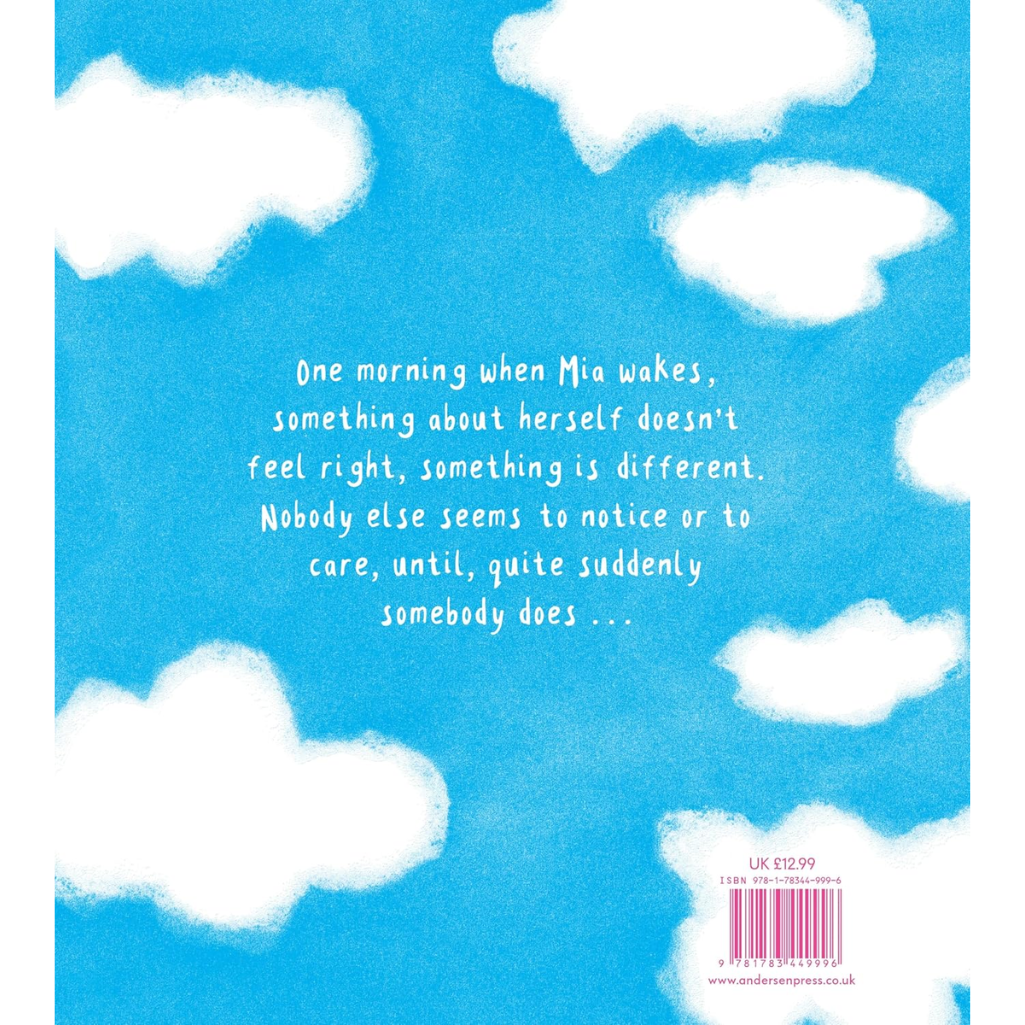 Bookback with text and cloud illustrations on a blue background