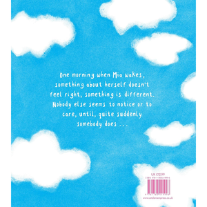 Bookback with text and cloud illustrations on a blue background