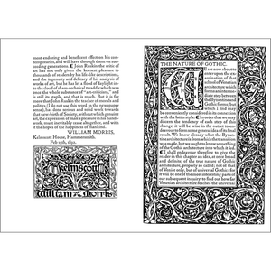 A book page or print featuring a large ornate Gothic-style decorative border on the right and a block of text on the left, with the title 'The Nature of Gothic' at the top.
