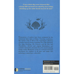 Book back cover with text and illustrations on a blue background