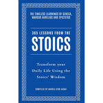 Book cover of '365 Lessons from the Stoics' with blue background and white text.