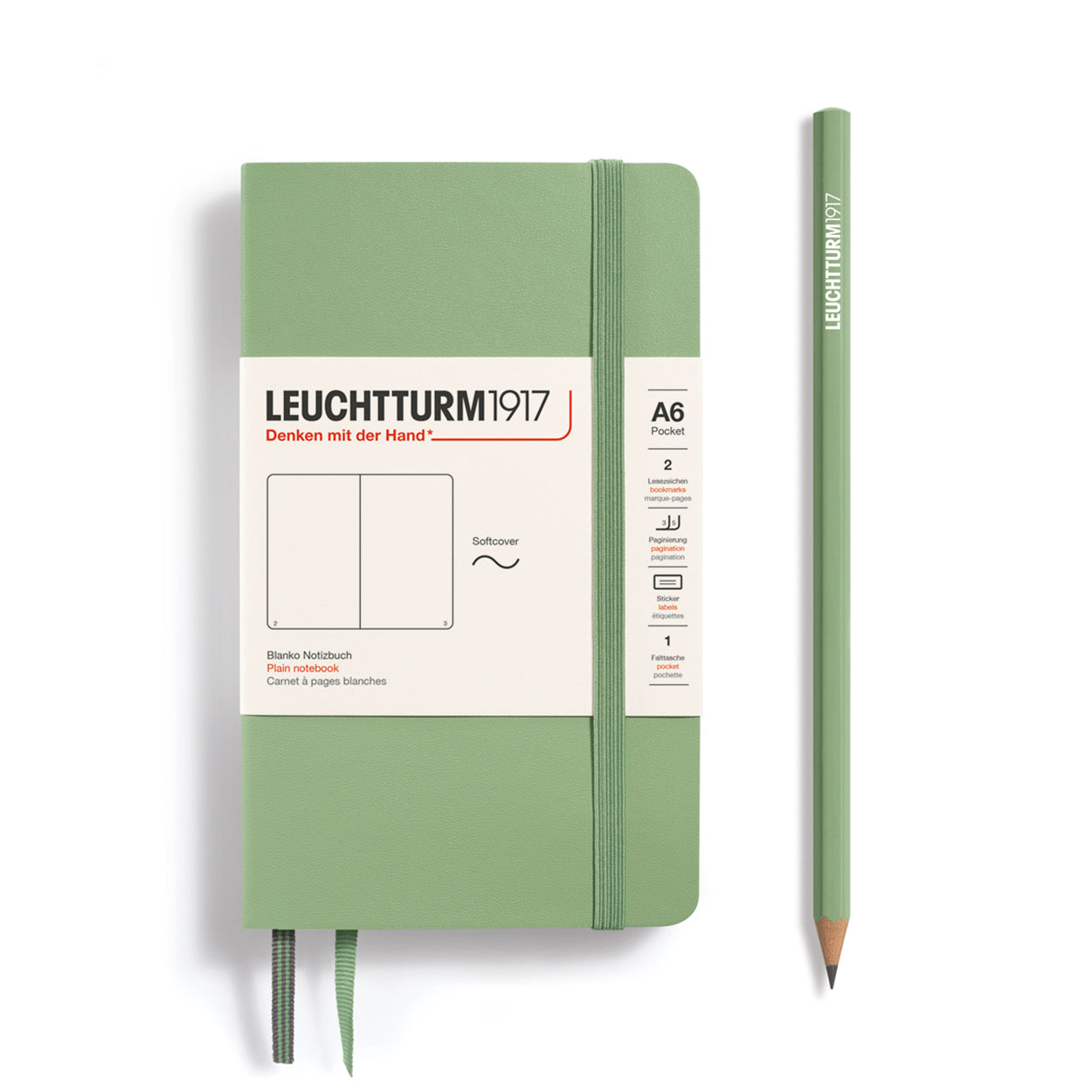 A6 Sage Blank Notebook
