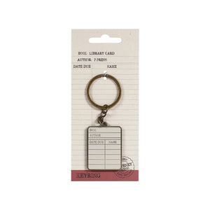 Library Card Keyring on backing card