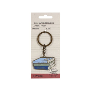 Rather be Reading Keyring on backing card