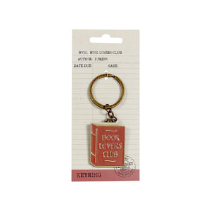 Book Lovers Club key ring on a cardboard presentation card