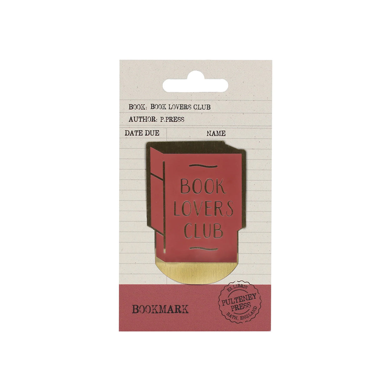 Book Lovers Club Bookmark on a backing card