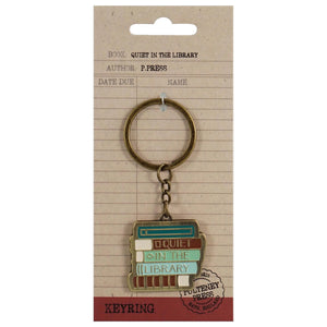 Quiet in the Library Keyring on a backing card