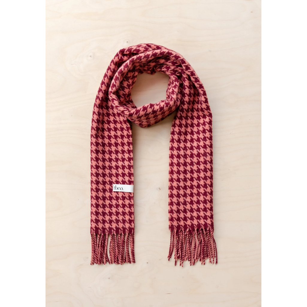 Lambswool Scarf Berry Houndstooth