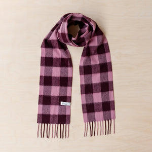 Berry Gingham Skinny Scarf