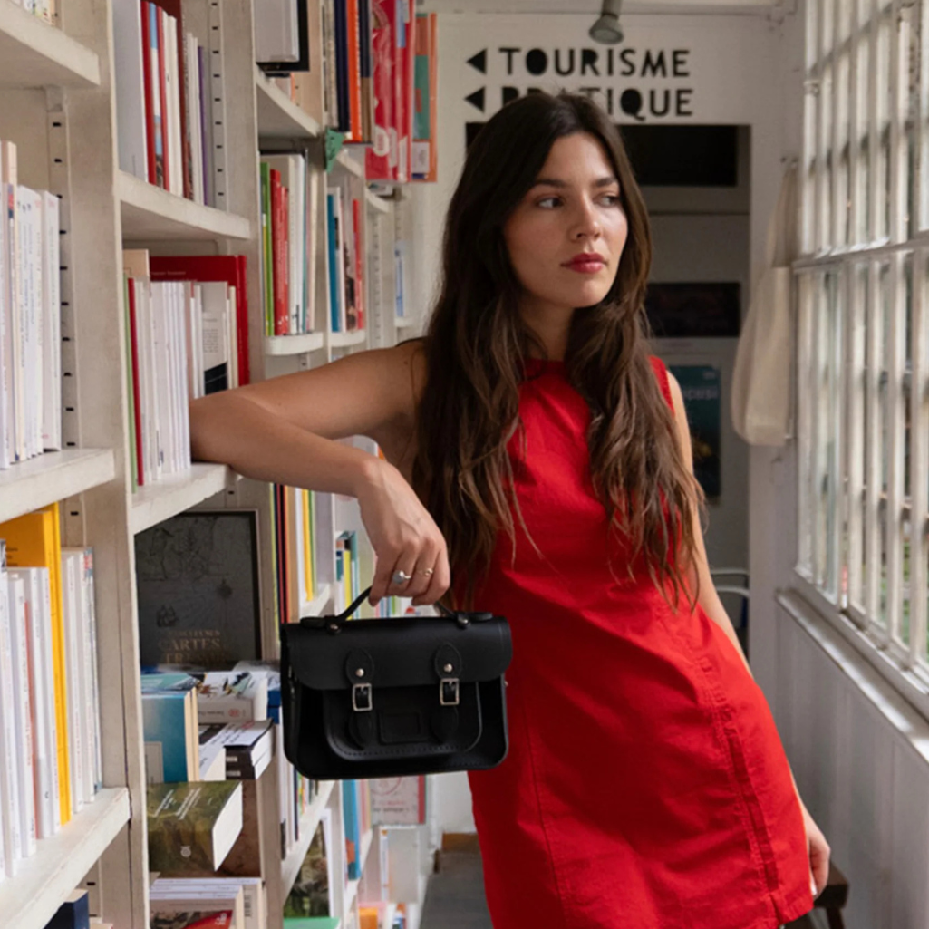 Black Mini cambridge satchel in bookshelves 5055843213709
