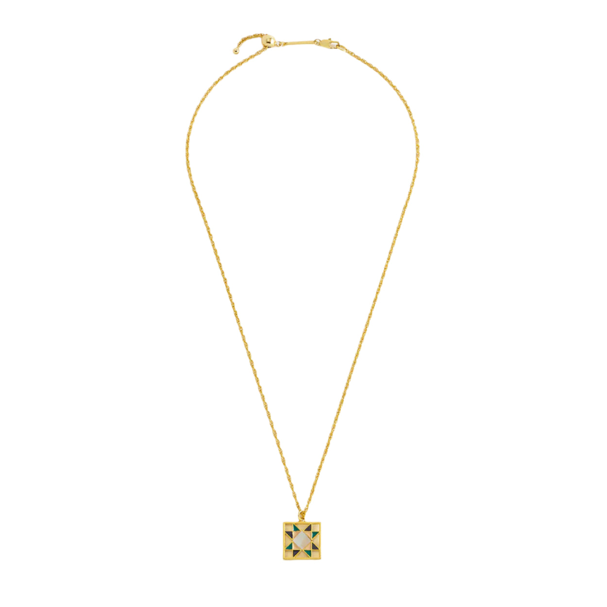 Gold Plated Quilted Square Pendant