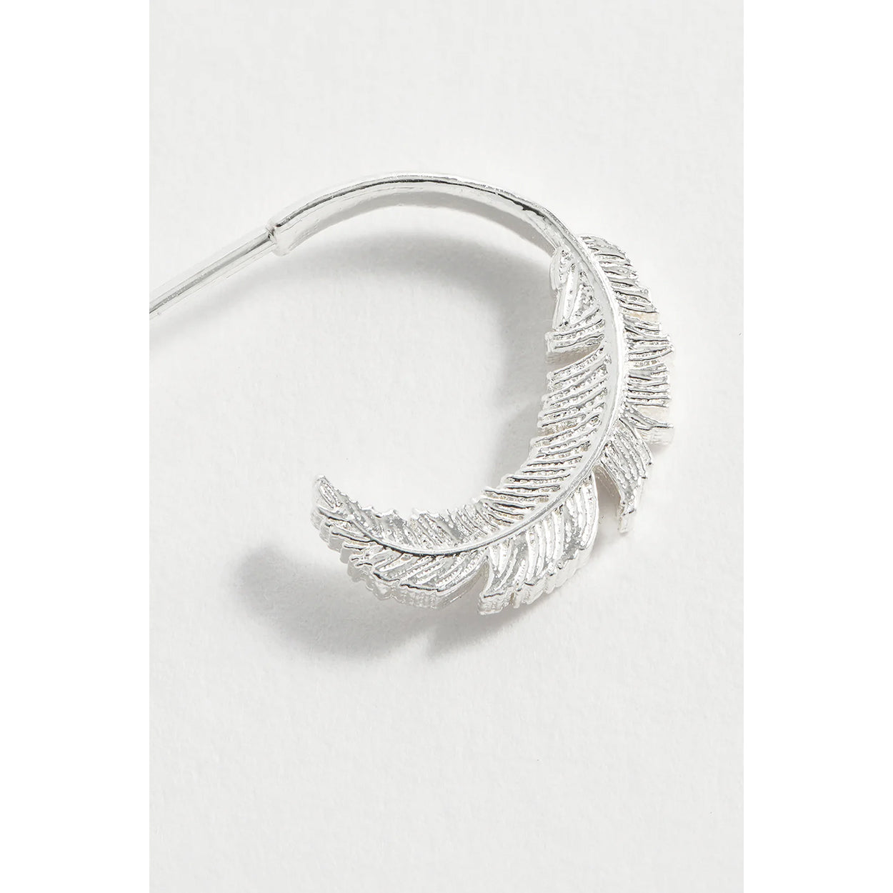 Feather Hoop Earring: close up view