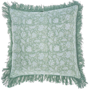 Front of Green Block Print Cushion Cover