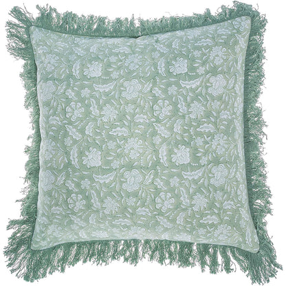 Front of Green Block Print Cushion Cover