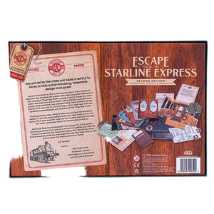 Back of the boxed game Escape from the Starline Express