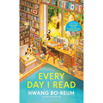 Book cover of 'Every Day I Read' by Hwang Bo Reum, depicting a cozy room with bookshelves and a desk.