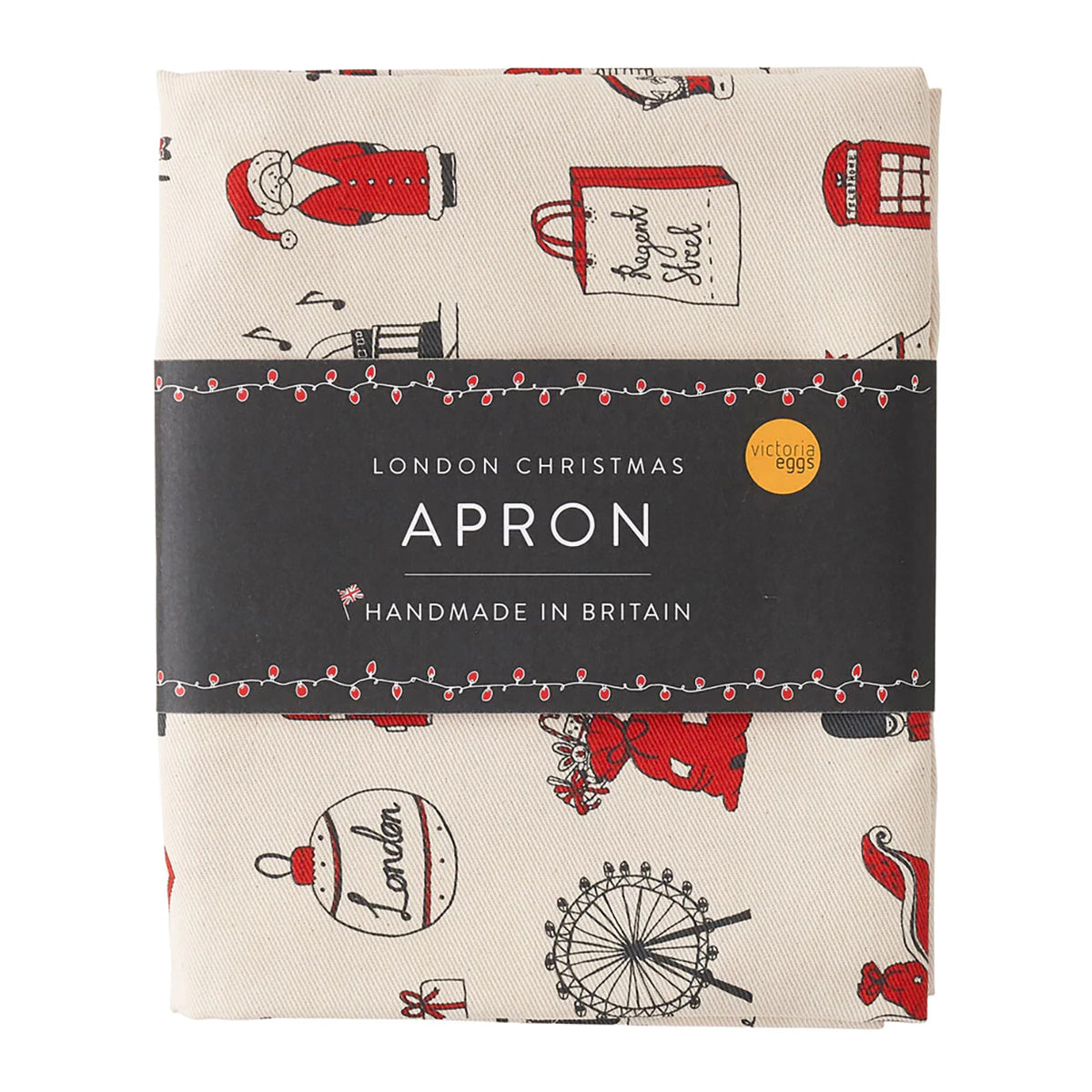 London Christmas Apron in packaging