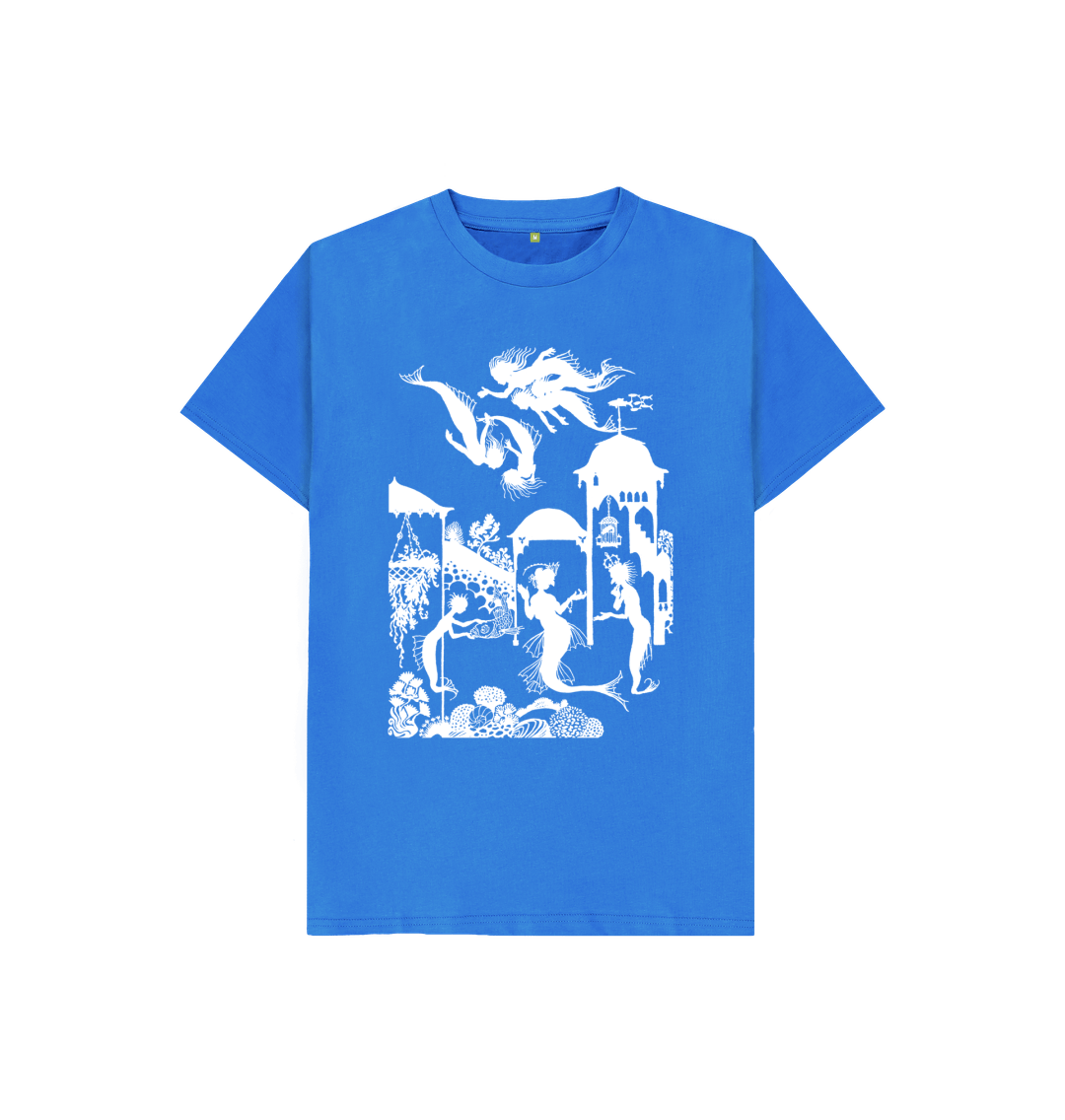 Bright Blue Little Mermaid in white Kids T-shirt