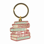 Stacked books keyring with book titles