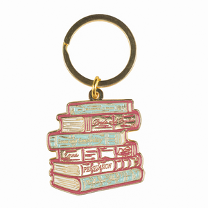 Stacked books keyring with book titles