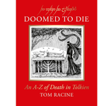 Book cover of 'Doomed to Die' by Tom Racine with a red background and black and white illustration.