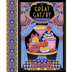 Cover of 'The Great Gatsby' cook book with art deco design, cocktail, and food illustration.