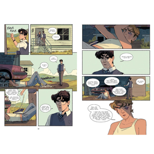 Comic book page with multiple panels showing a conversation between characters.