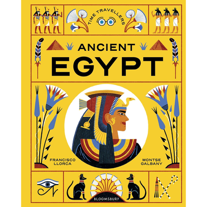 Book cover of 'Ancient Egypt' with illustrations and text on a yellow background